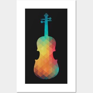 Rainbow violin silhouette Posters and Art